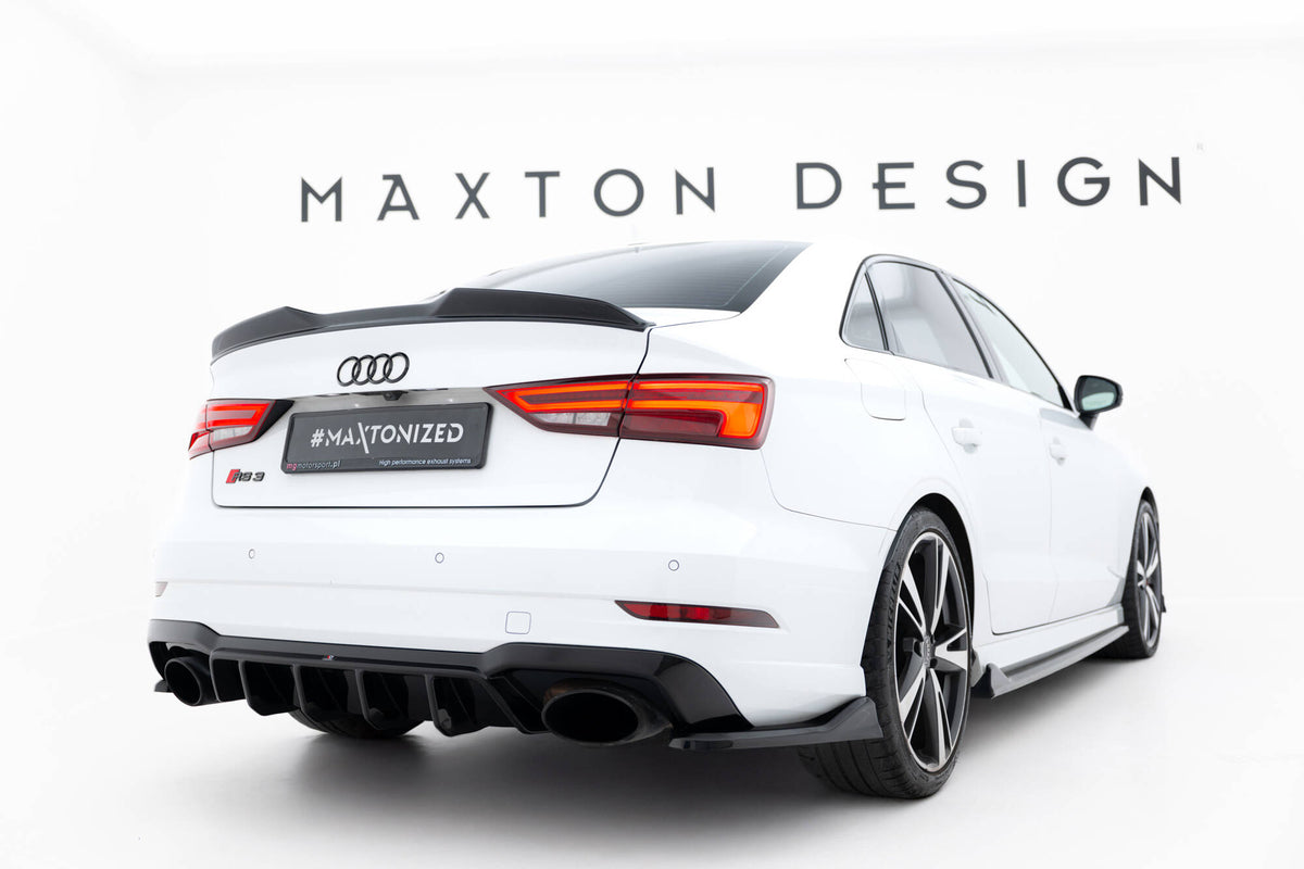 Heck Ansatz Flaps Diffusor V.5 passend für Audi RS3 Limousine 8V Facelift schwarz Hochglanz – Ansicht 3