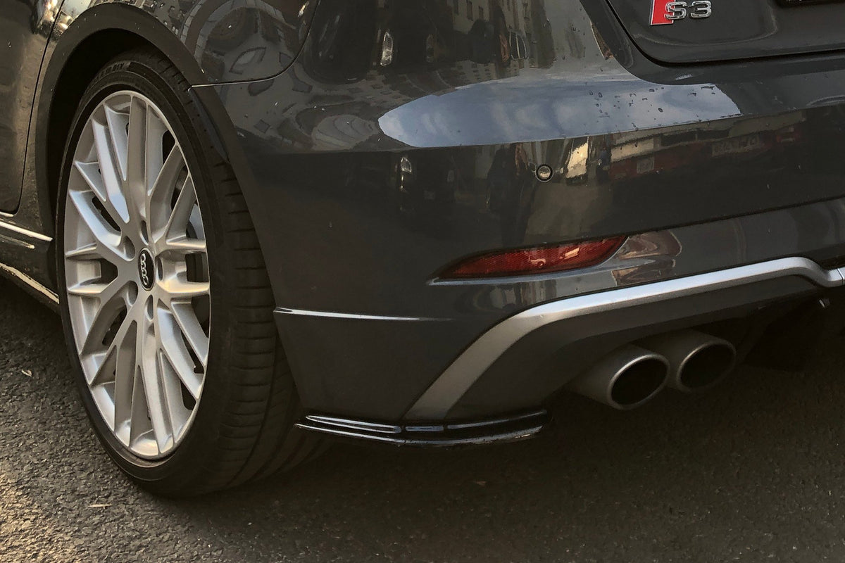 Heck Ansatz Flaps Diffusor passend für AUDI S3 8V FACELIFT schwarz Hochglanz – Ansicht 2