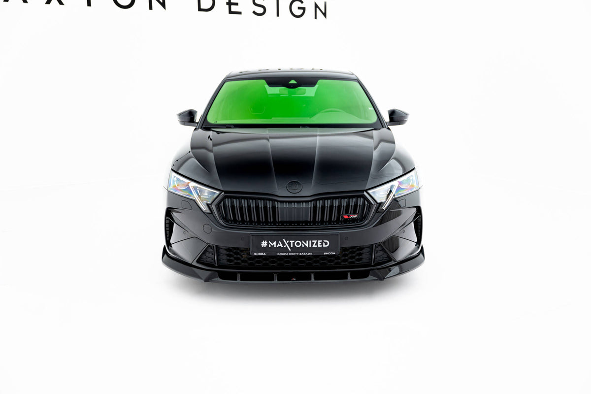 Street+ Spoilerlippe Front Ansatz V.2 passend für Skoda Octavia RS Liftback / Combi Mk4 Facelift schwarz Hochglanz – Ansicht 1