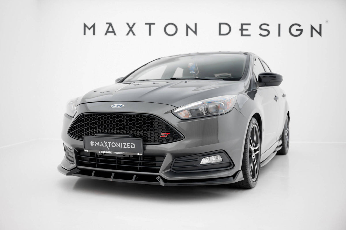 Street+ Spoilerlippe Front Ansatz V.6 passend für Ford Focus ST Mk3 Facelift schwarz Hochglanz – Ansicht 3
