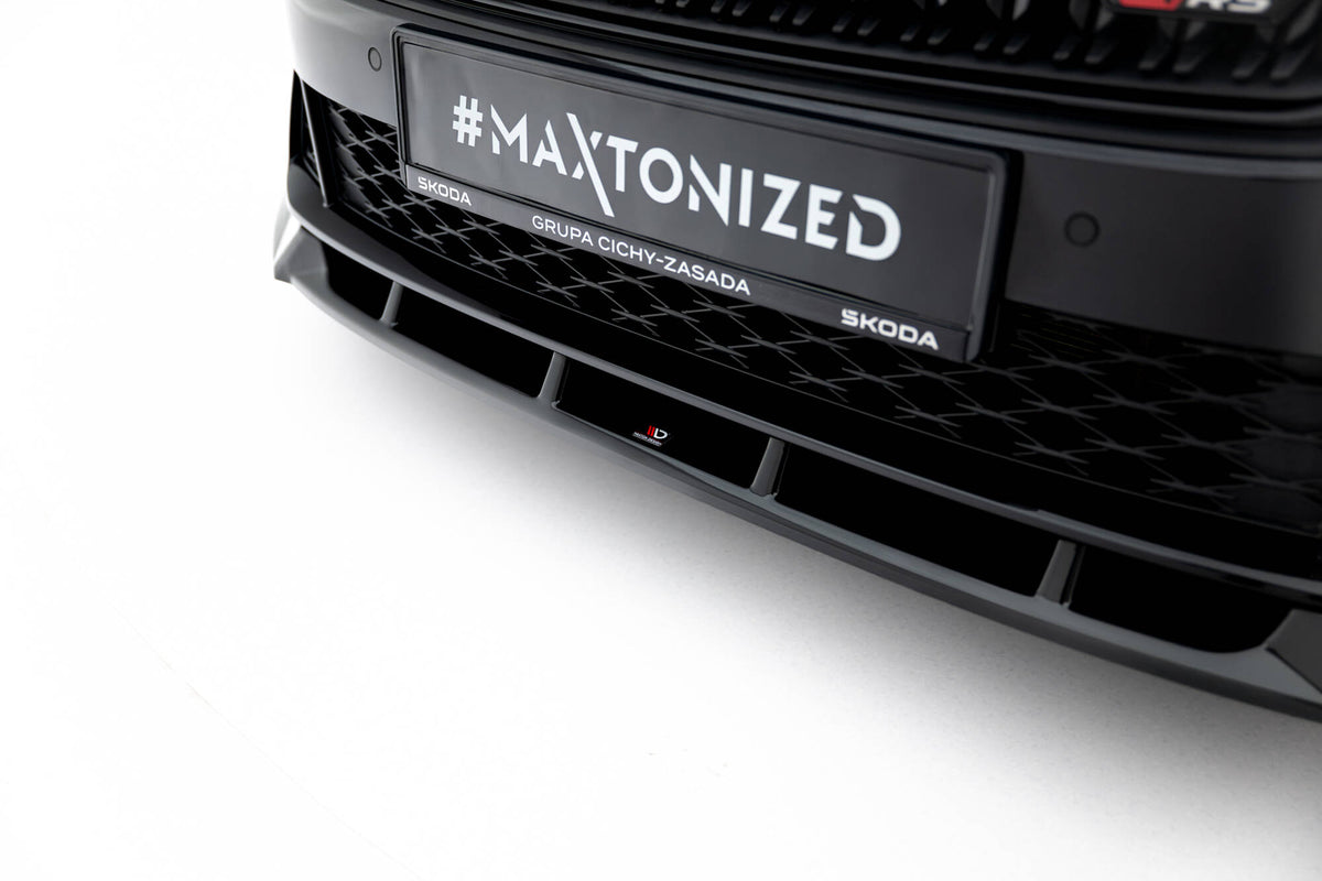 Street+ Spoilerlippe Front Ansatz V.2 passend für Skoda Octavia RS Liftback / Combi Mk4 Facelift schwarz Hochglanz – Ansicht 5