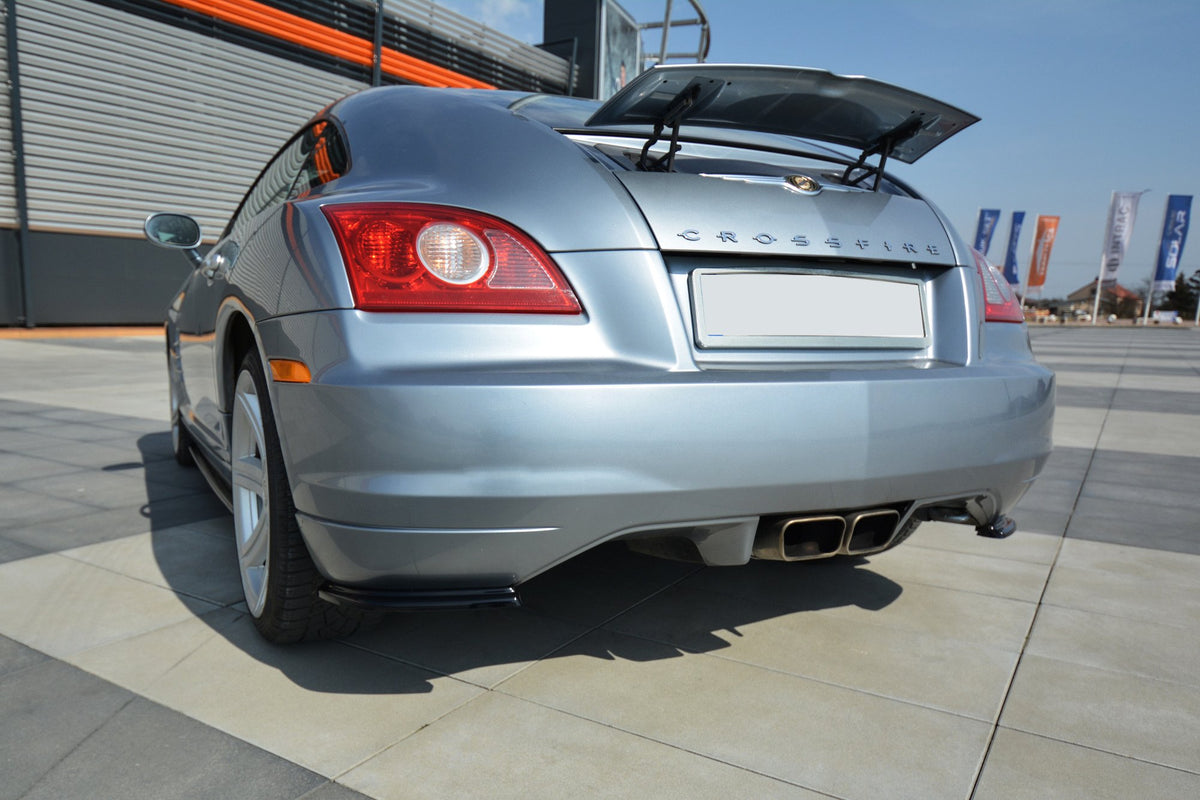 Heck Ansatz Flaps Diffusor passend für CHRYSLER CROSSFIRE schwarz Hochglanz – Ansicht 2