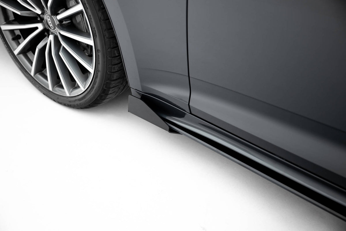 Seitenschweller Flaps passend für Audi A5 Sportback F5 Facelift schwarz Hochglanz – Ansicht 5