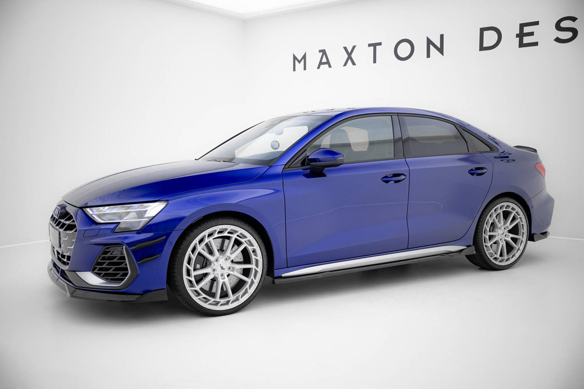 Street+ Seitenschweller Leisten passend für V.3 passend für Audi A3 S-Line Limousine / S3 Limousine 8Y / 8Y Facelift schwarz Hochglanz – Ansicht 1