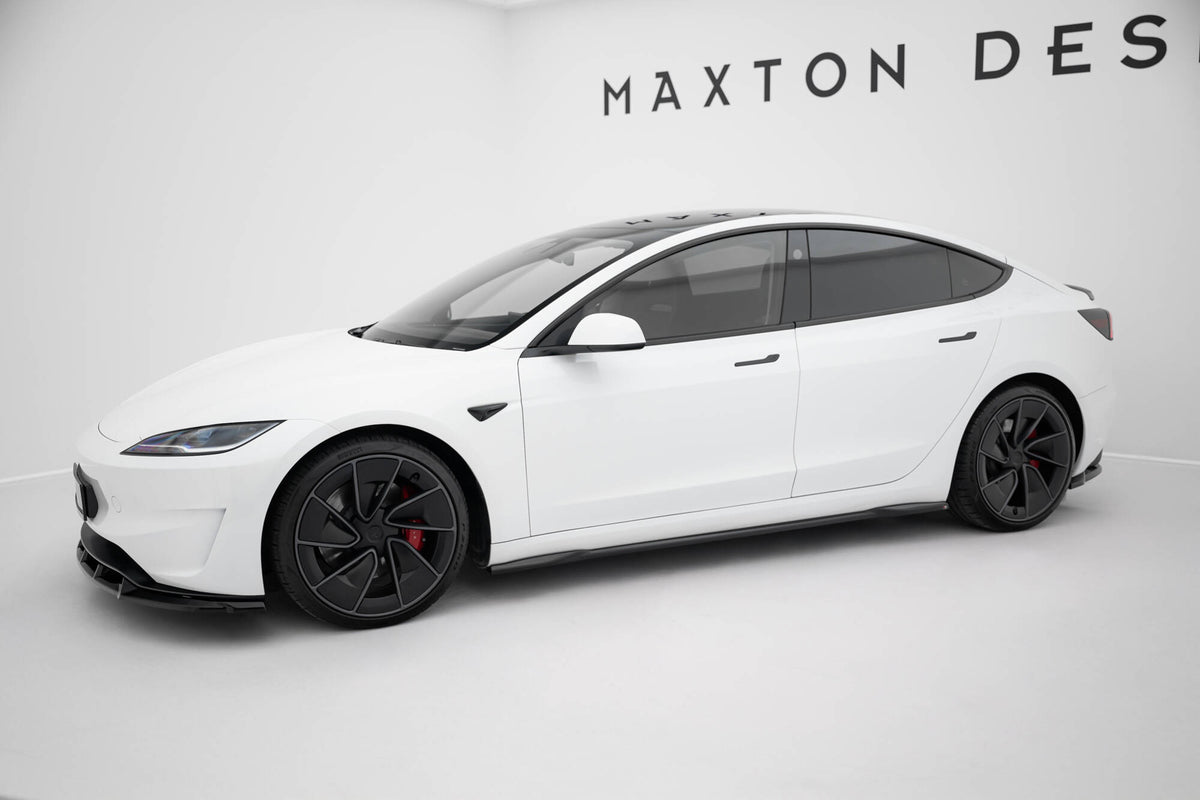 Street+ Seitenschweller Leisten V.2 passend für Tesla Model 3 Performance Mk1 Facelift  schwarz Hochglanz – Ansicht 4