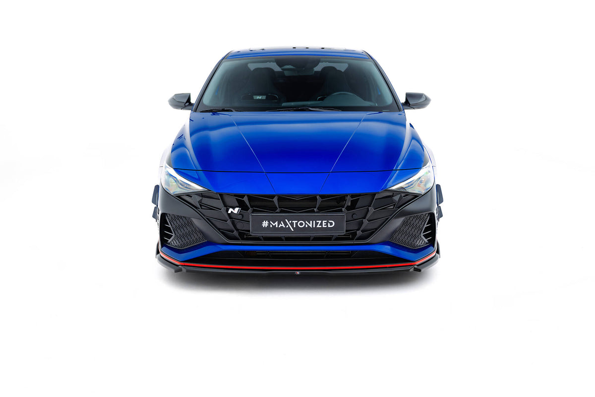 Street+ Spoilerlippe Front Ansatz V.1 passend für Hyundai Elantra N Mk7 schwarz Hochglanz – Ansicht 3