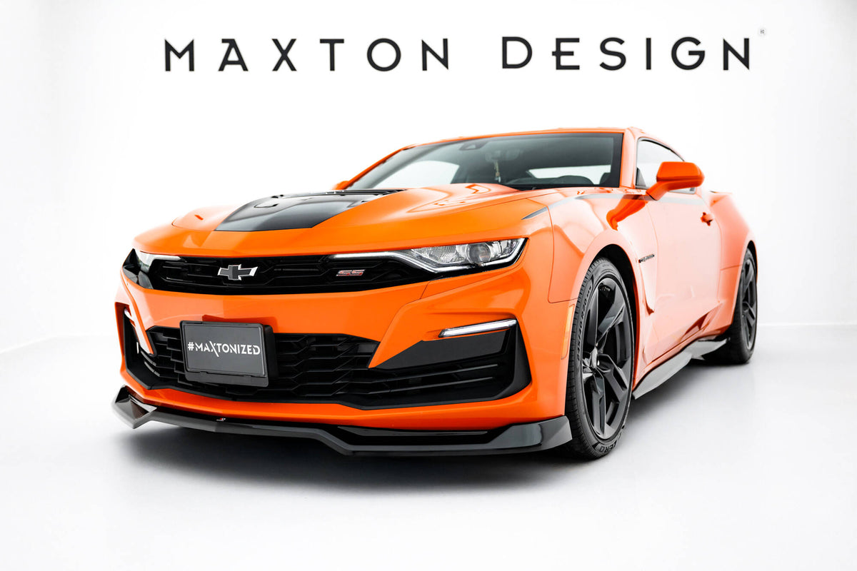 Street+ Spoilerlippe Front Ansatz V.1 passend für Chevrolet Camaro SS Mk6 Facelift schwarz Hochglanz – Ansicht 4