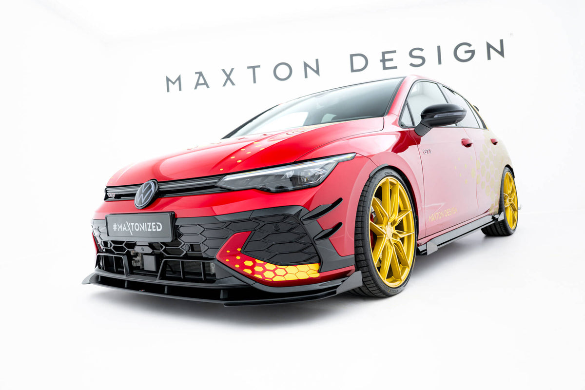 Street Pro Street+ Spoilerlippe Front Ansatz + Flaps passend für VW Golf GTI Clubsport Mk8 Facelift schwarz Hochglanz – Ansicht 1