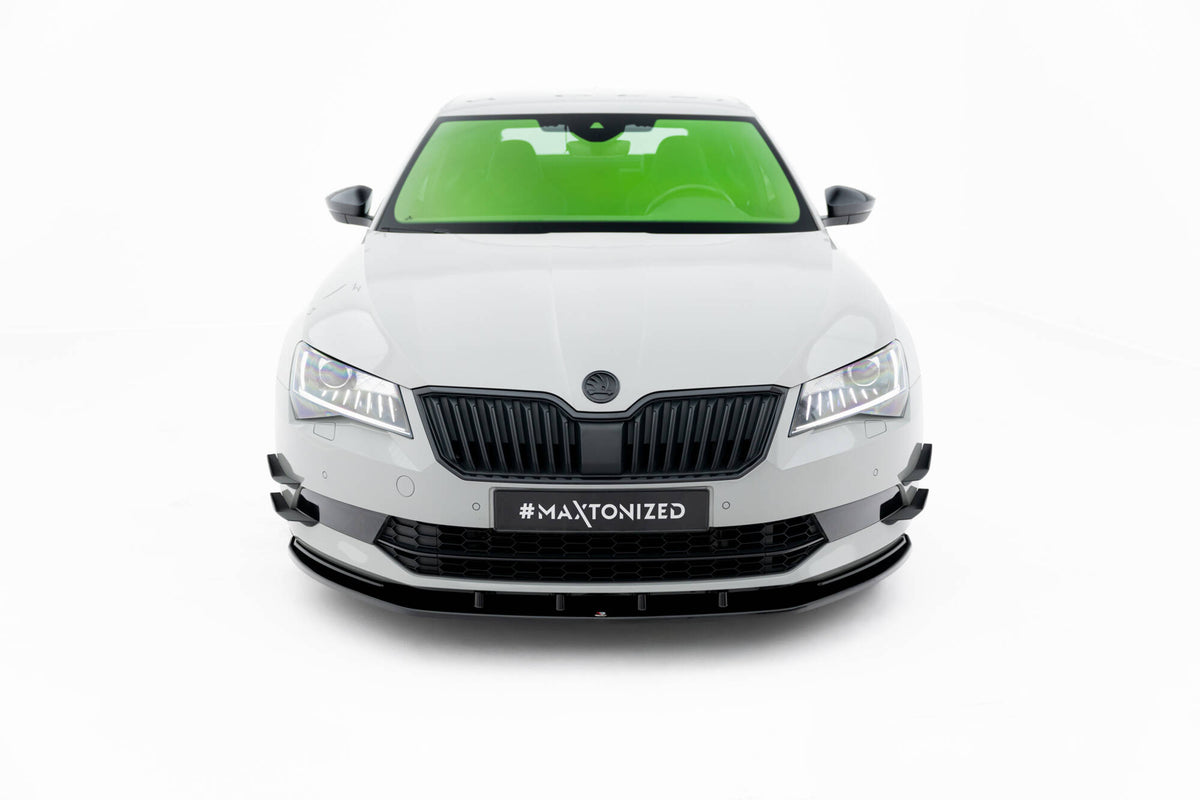 Street+ Spoilerlippe Front Ansatz V.3 passend für Skoda Superb Liftback / Combi Mk3 schwarz Hochglanz – Ansicht 4