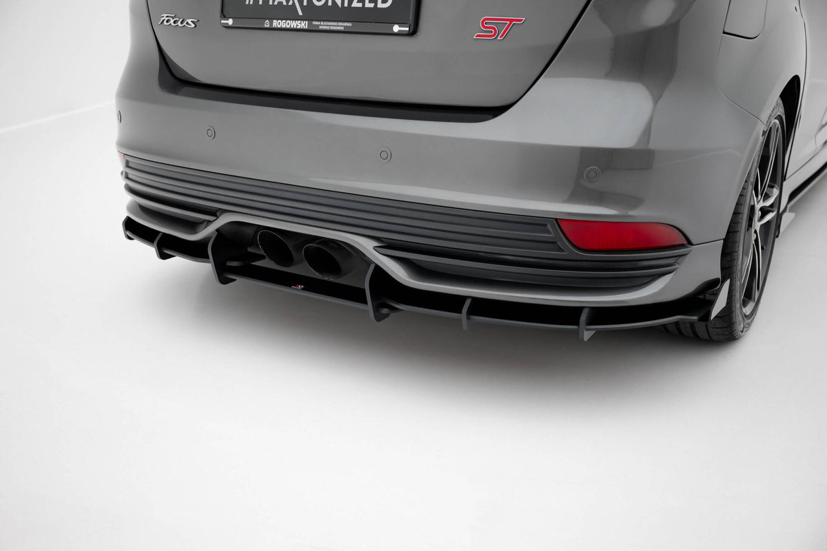 Street Pro Heckschürze + Flaps passend für Ford Focus ST Mk3 Facelift schwarz Hochglanz – Ansicht 3