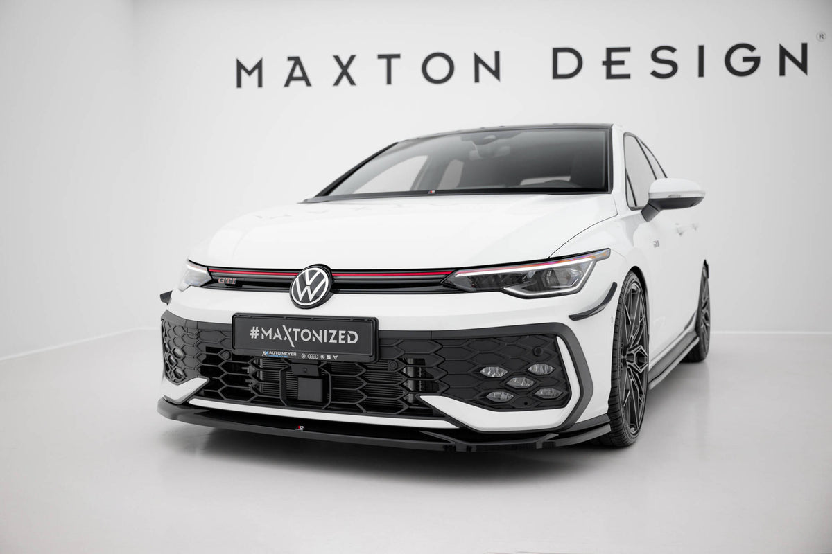 Street+ Spoilerlippe Front Ansatz V.4 passend für VW Golf GTI / GTE / R-Line Mk8 Facelift schwarz Hochglanz – Ansicht 4