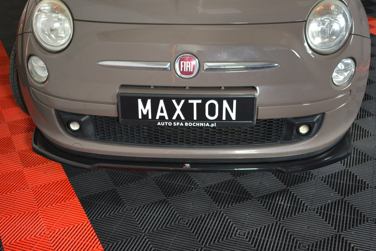 Street+ Spoilerlippe Front Ansatz V.2 passend für FIAT 500 HATCHBACK vor Facelift schwarz Hochglanz – Ansicht 1