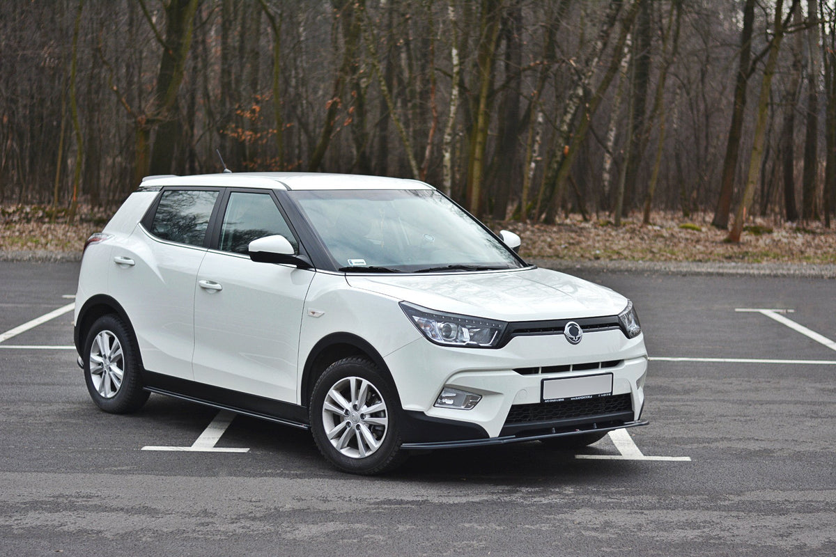 Street+ Spoilerlippe Front Ansatz V.1 passend für SSANGYONG TIVOLI schwarz Hochglanz – Ansicht 1