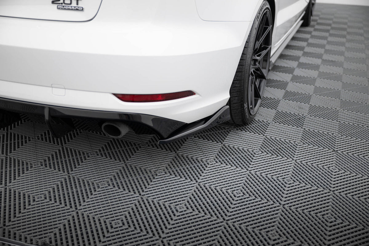 Heck Ansatz Flaps Diffusor V.2 passend für Audi A3 Limousine 8V Facelift schwarz Hochglanz – Ansicht 3