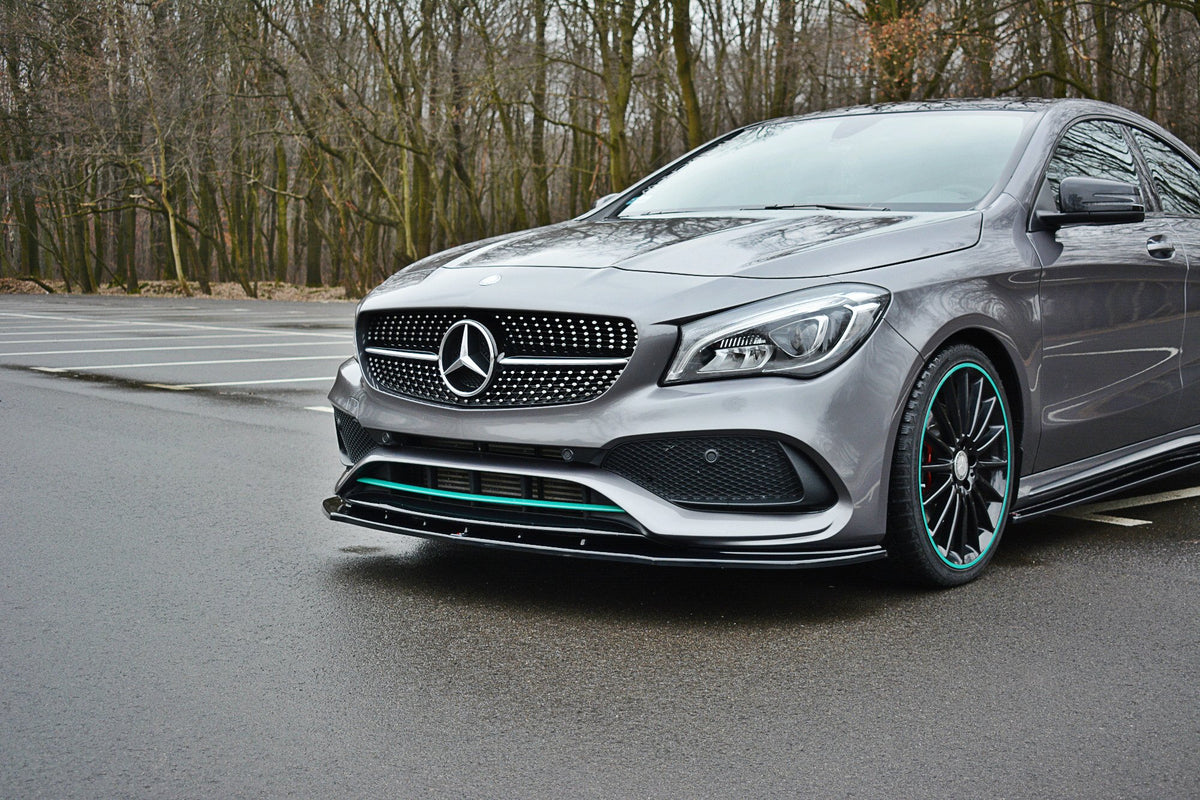 Street+ Spoilerlippe Front Ansatz V.1 passend für Mercedes CLA C117 AMG-LINE FACELIFT schwarz Hochglanz – Ansicht 4
