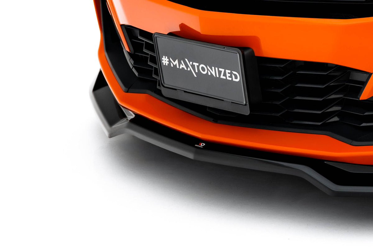 Street+ Spoilerlippe Front Ansatz V.1 passend für Chevrolet Camaro SS Mk6 Facelift schwarz Hochglanz – Ansicht 3