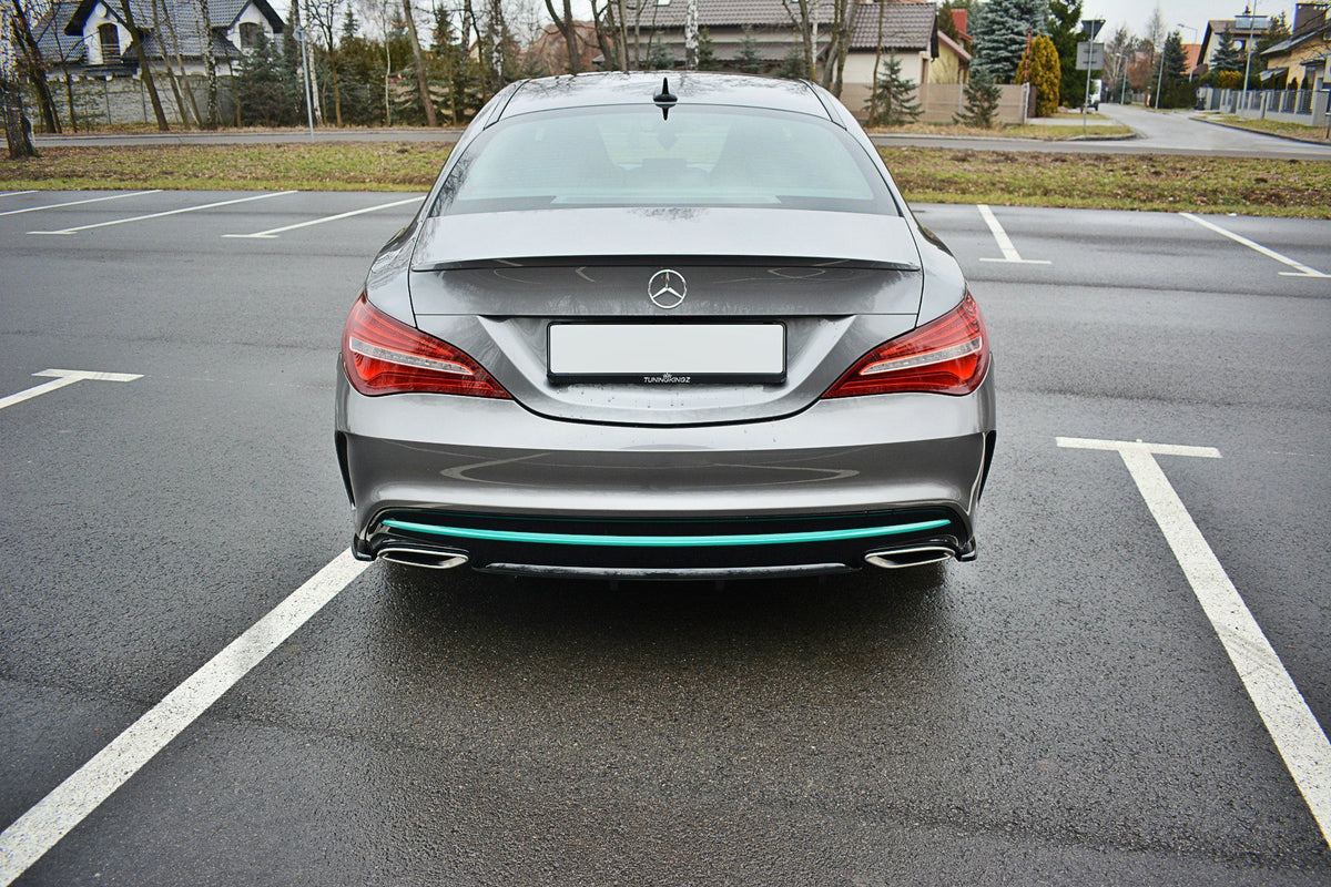 Heck Ansatz Flaps Diffusor passend für Mercedes-Benz CLA AMG-Line C117  schwarz Hochglanz – Ansicht 1
