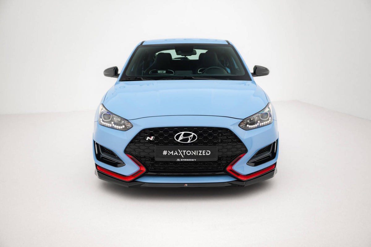 Street+ Spoilerlippe Front Ansatz V.1 passend für Hyundai Veloster N Mk2 schwarz Hochglanz – Ansicht 1