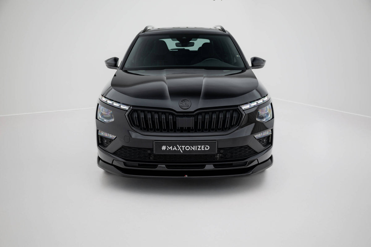 Street+ Spoilerlippe Front Ansatz V.1 passend für Skoda Kamiq Monte Carlo Mk1 Facelift schwarz Hochglanz – Ansicht 1