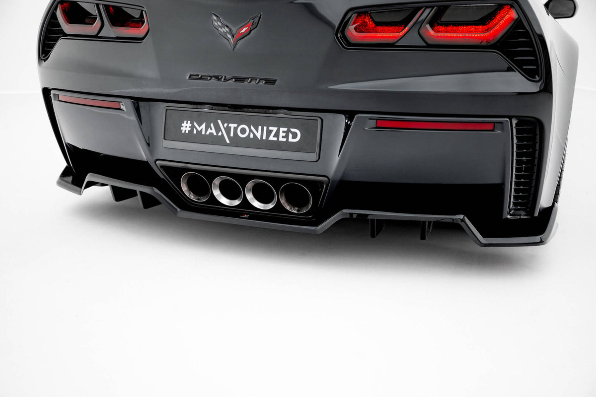 Mittlerer Diffusor Heck Ansatz DTM Look passend für Chevrolet Corvette Z06 C7 schwarz Hochglanz – Ansicht 1