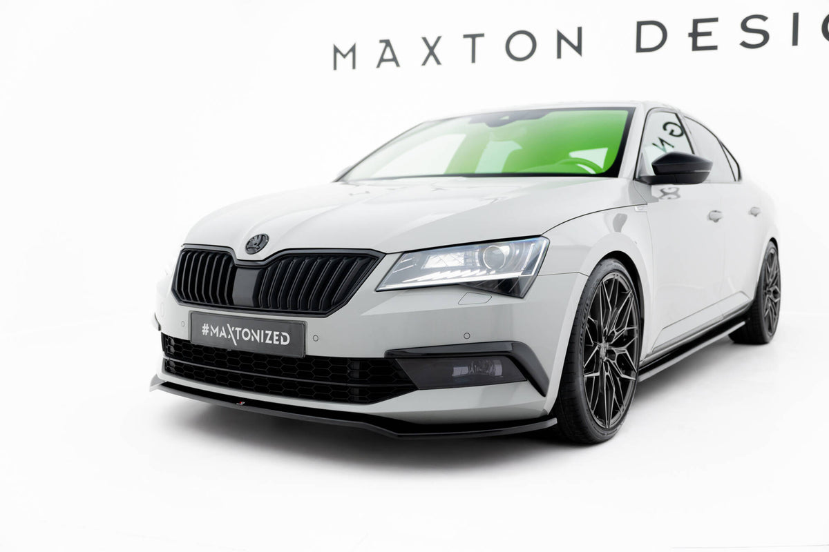 Street+ Spoilerlippe Front Ansatz V.2 passend für Skoda Superb Liftback / Combi Mk3 schwarz Hochglanz – Ansicht 3