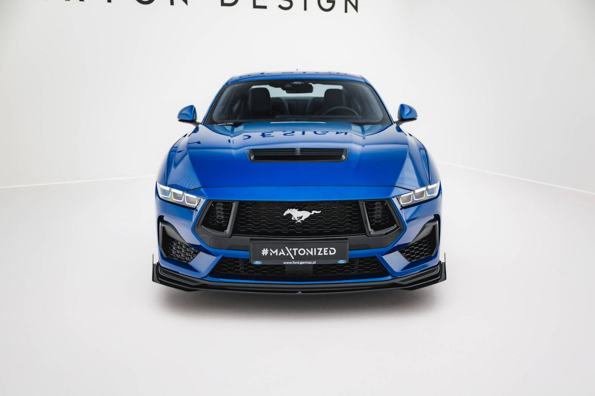 Street Pro Street+ Spoilerlippe Front Ansatz + Flaps passend für Ford Mustang GT Mk7 schwarz Hochglanz – Ansicht 1