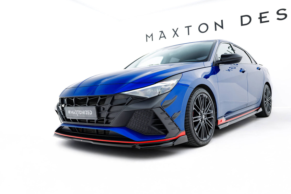 Street+ Spoilerlippe Front Ansatz V.1 passend für Hyundai Elantra N Mk7 schwarz Hochglanz – Ansicht 1
