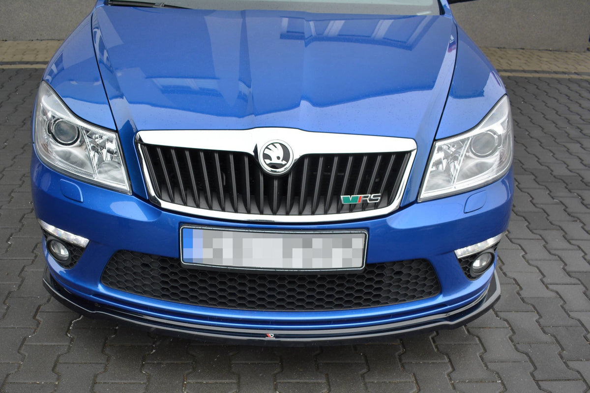 Street+ Spoilerlippe Front Ansatz V.2 passend für Skoda Octavia RS Mk2 FL schwarz Hochglanz – Ansicht 1