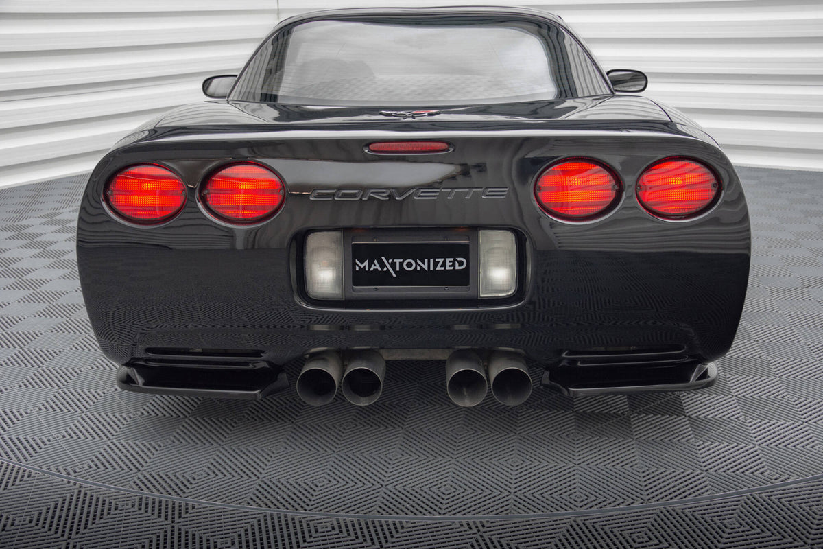 Heck Ansatz Flaps Diffusor passend für Chevrolet Corvette C5 schwarz Hochglanz – Ansicht 3