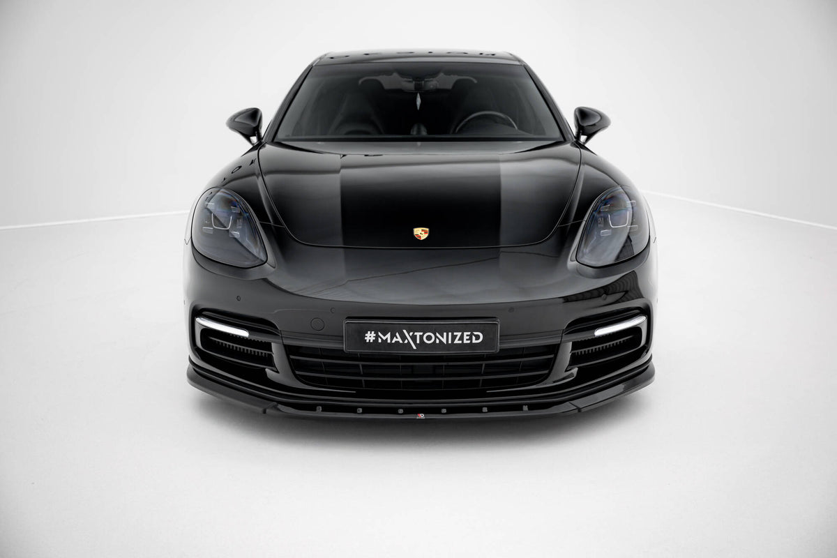 Street+ Spoilerlippe Front Ansatz V.1 passend für Porsche Panamera E-Hybrid / Panamera 4S 971 schwarz Hochglanz – Ansicht 1