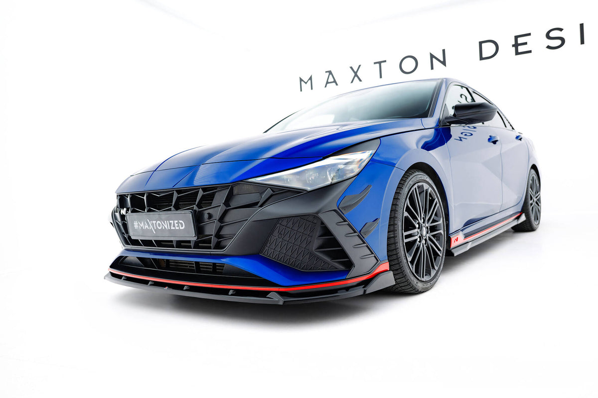 Street+ Spoilerlippe Front Ansatz V.2 passend für Hyundai Elantra N Mk7 schwarz Hochglanz – Ansicht 4