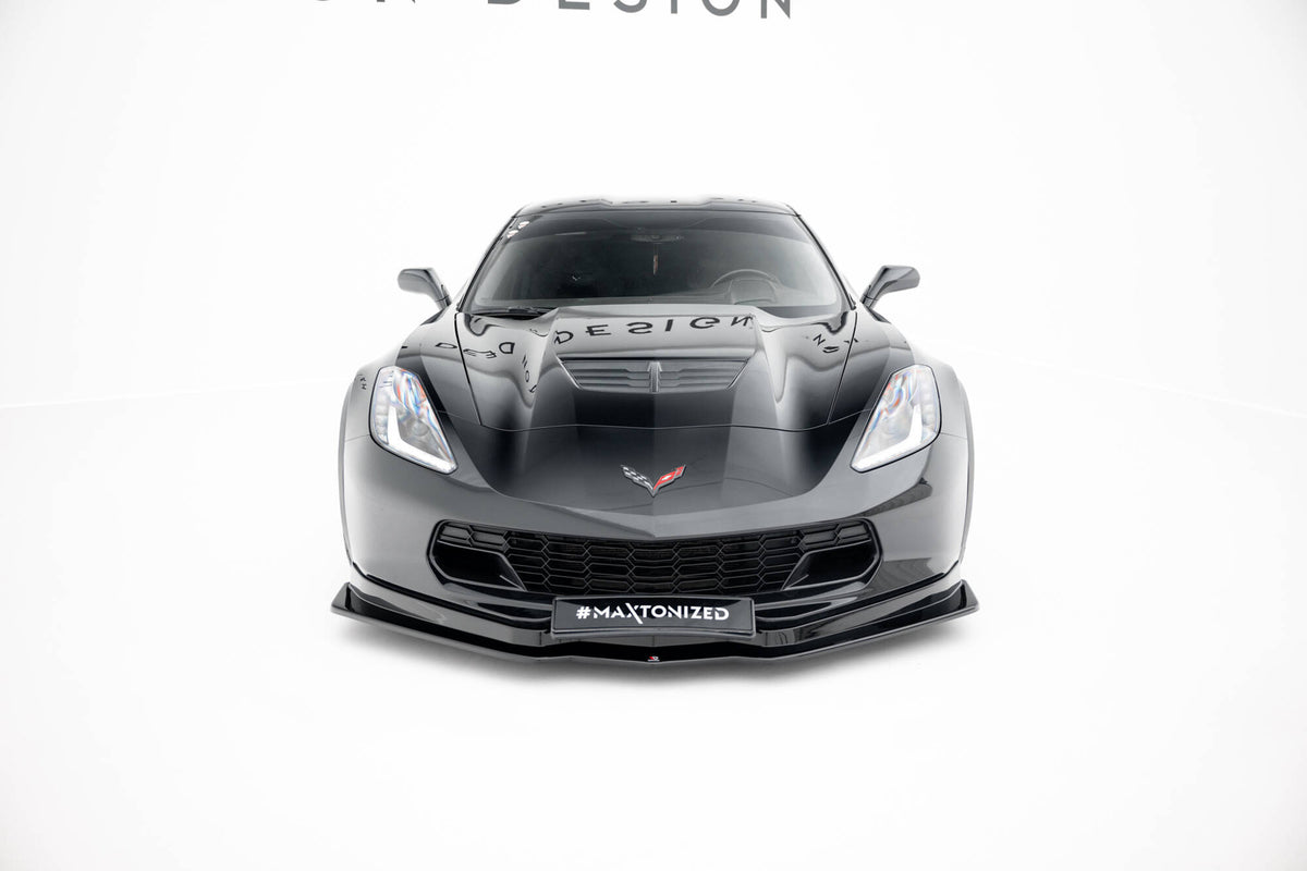 Street+ Spoilerlippe Front Ansatz V.1 passend für Chevrolet Corvette Stingray / Z06 C7 schwarz Hochglanz – Ansicht 3