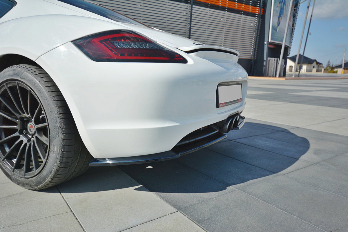 Heck Ansatz Flaps Diffusor passend für PORSCHE CAYMAN S 987C  schwarz Hochglanz – Ansicht 4