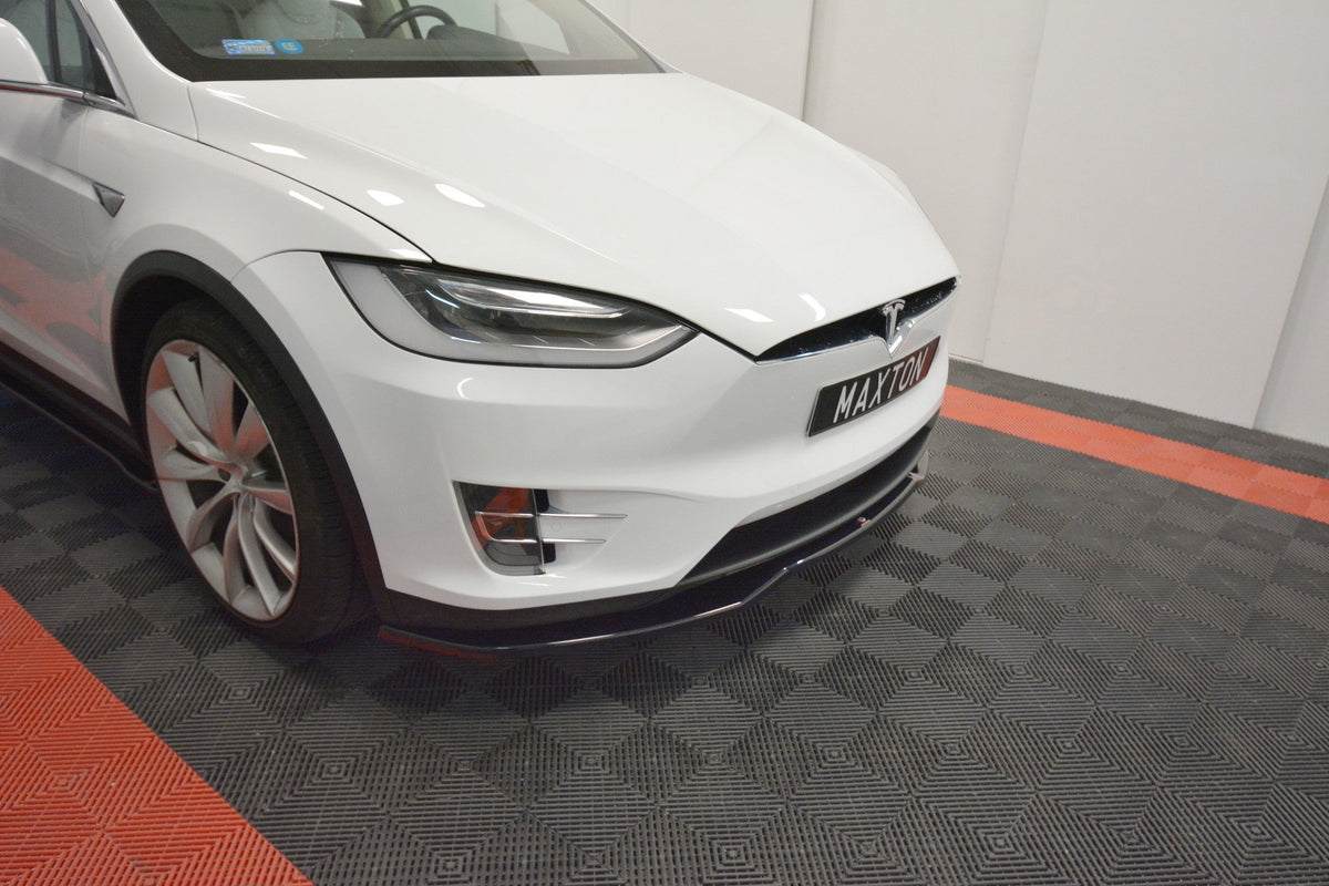 Street+ Spoilerlippe Front Ansatz V.2 passend für TESLA MODEL X schwarz Hochglanz – Ansicht 4