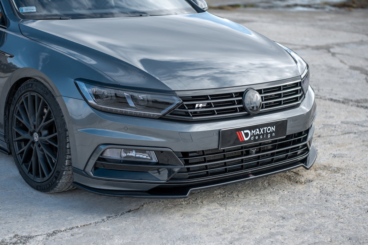 Street+ Spoilerlippe Front Ansatz V.2 passend für VW Passat R-Line B8 schwarz Hochglanz – Ansicht 4