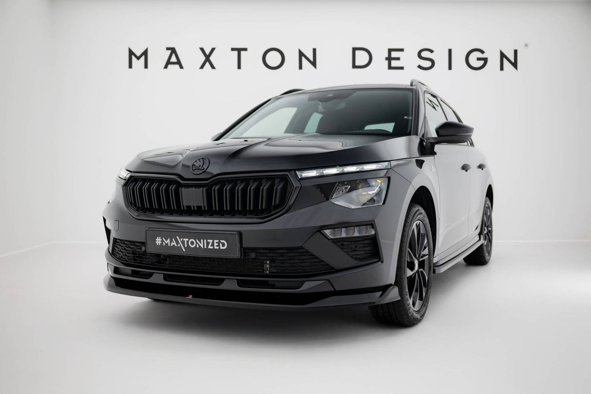 Street+ Spoilerlippe Front Ansatz V.1 passend für Skoda Kamiq Monte Carlo Mk1 Facelift schwarz Hochglanz – Ansicht 3
