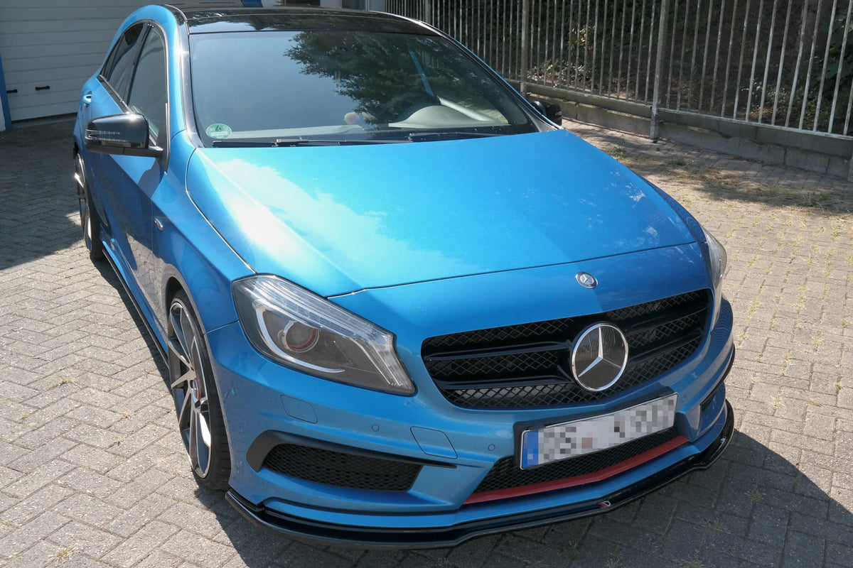 Street+ Spoilerlippe Front Ansatz passend für Mercedes W176 AMG-LINE vor Facelift schwarz Hochglanz – Ansicht 5