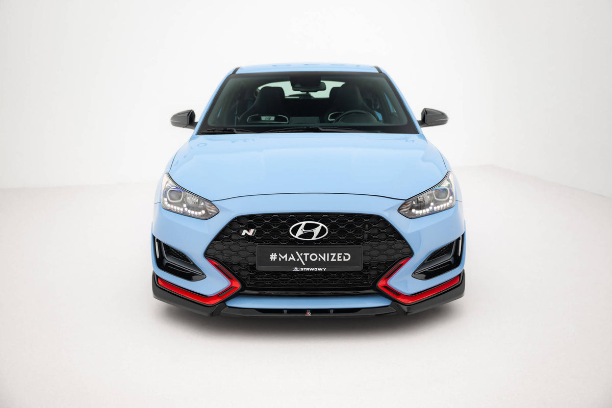 Street+ Spoilerlippe Front Ansatz V.2 passend für Hyundai Veloster N Mk2 schwarz Hochglanz – Ansicht 3