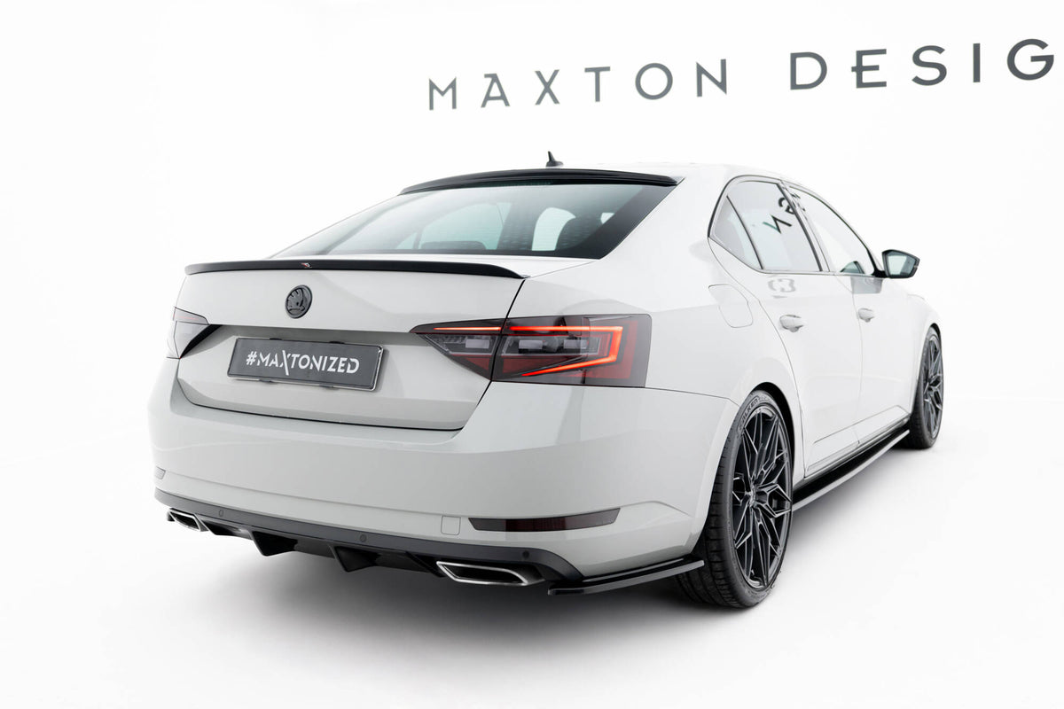 Heck Ansatz Flaps Diffusor V.2 passend für Skoda Superb Liftback / Combi Mk3 schwarz Hochglanz – Ansicht 1
