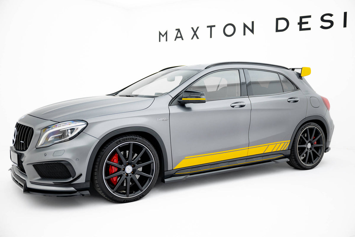 Street+ Seitenschweller Leisten passend für Mercedes-Benz GLA 45 AMG X156 Facelift schwarz Hochglanz – Ansicht 1