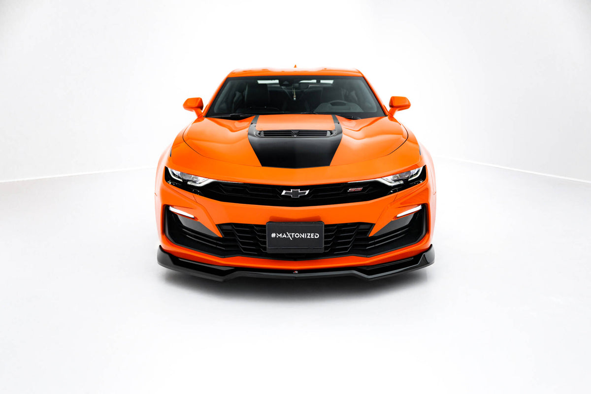 Street+ Spoilerlippe Front Ansatz V.1 passend für Chevrolet Camaro SS Mk6 Facelift schwarz Hochglanz – Ansicht 1