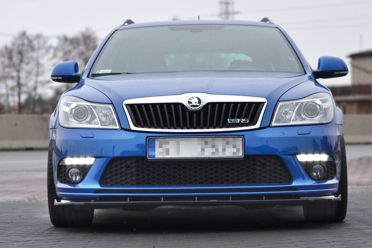Street+ Spoilerlippe Front Ansatz V.1 passend für Skoda Octavia RS Mk2 FL schwarz Hochglanz – Ansicht 3