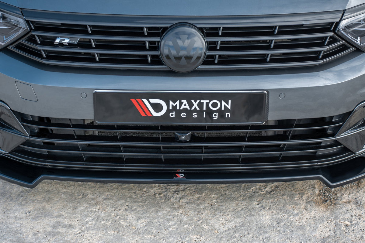 Street+ Spoilerlippe Front Ansatz V.2 passend für VW Passat R-Line B8 schwarz Hochglanz – Ansicht 3