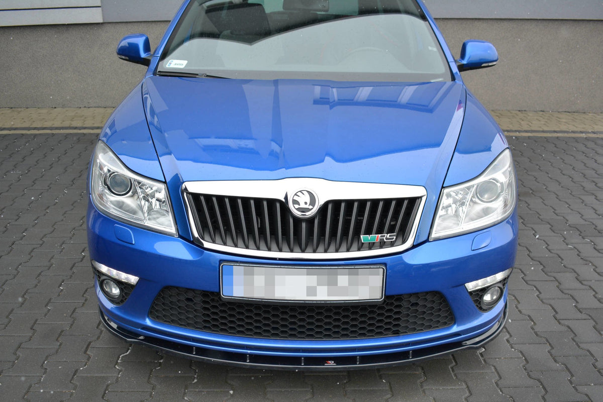 Street+ Spoilerlippe Front Ansatz V.1 passend für Skoda Octavia RS Mk2 FL schwarz Hochglanz – Ansicht 1
