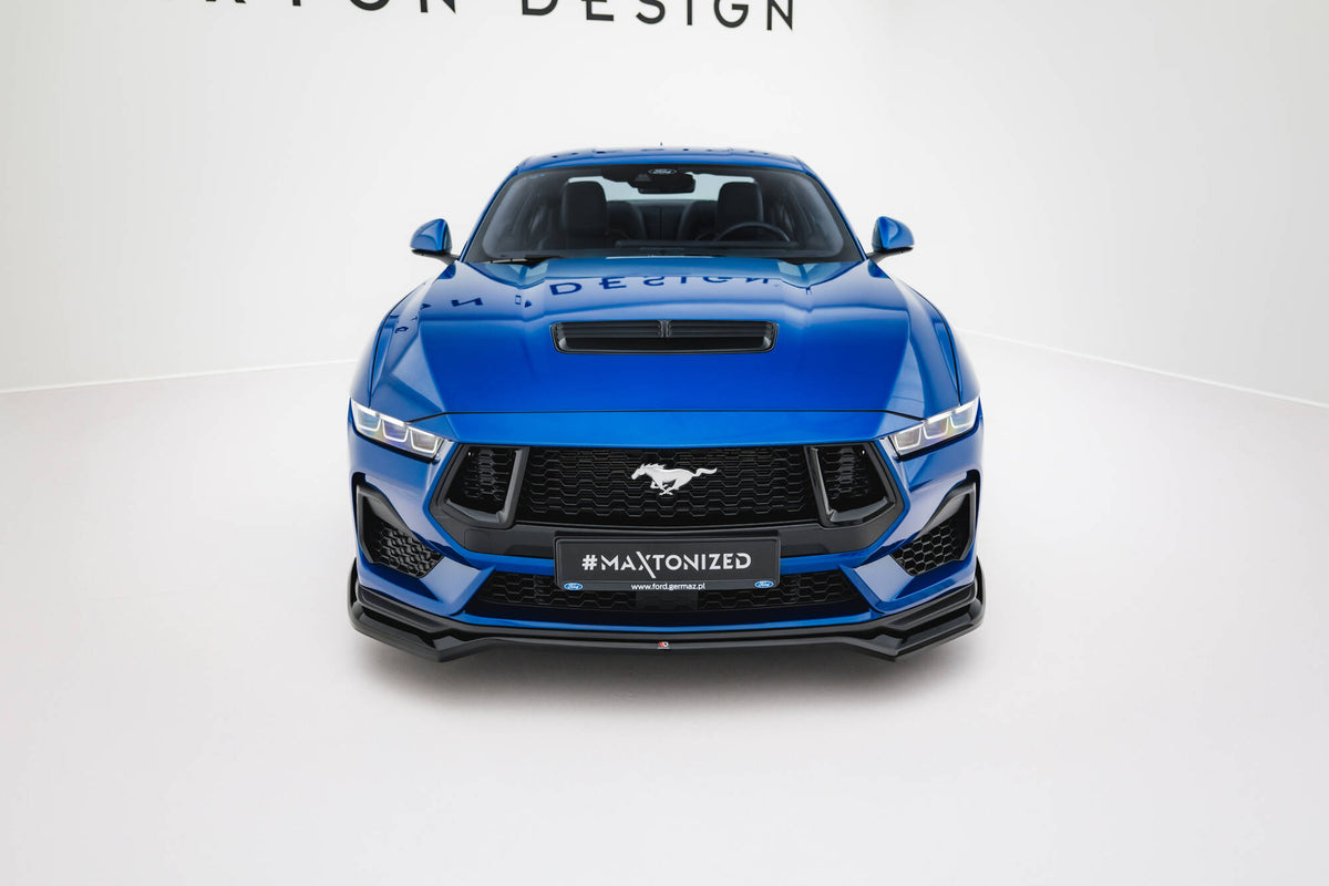 Street+ Spoilerlippe Front Ansatz V.1 passend für Ford Mustang GT Mk7 schwarz Hochglanz – Ansicht 1