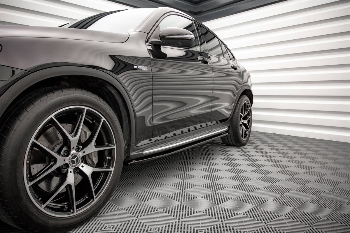 Street+ Seitenschweller Leisten passend für V.1 passend für Mercedes-Benz GLC Coupe AMG-Line C253 Facelift schwarz Hochglanz – Ansicht 3