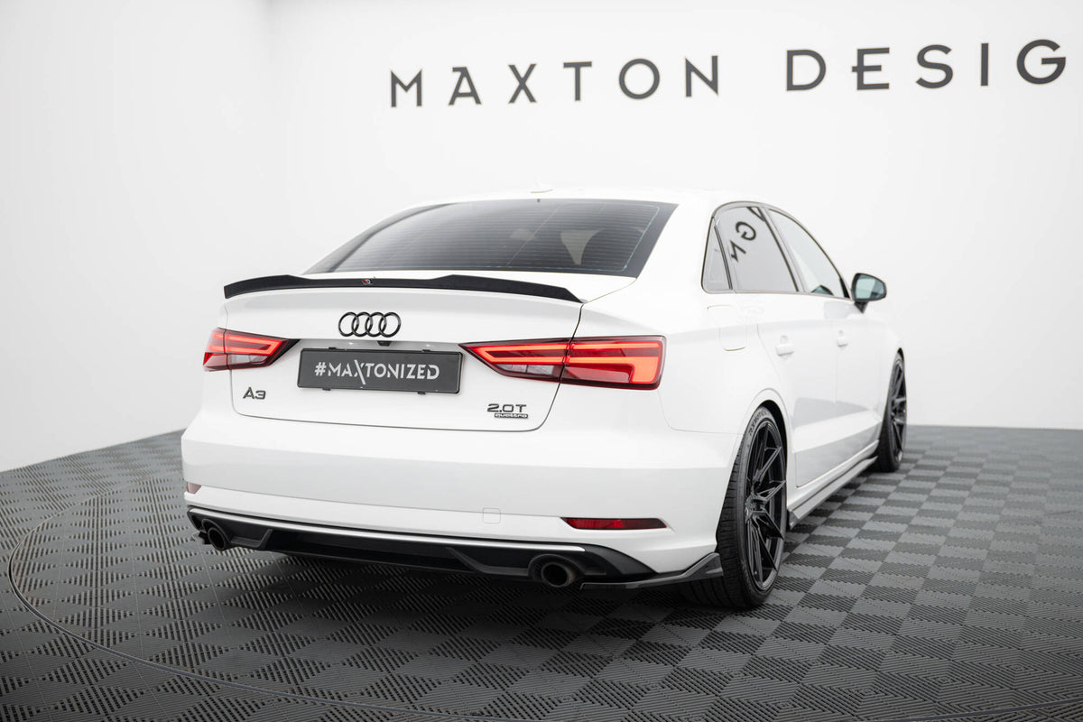 Heck Ansatz Flaps Diffusor V.1 passend für Audi A3 Limousine 8V Facelift schwarz Hochglanz – Ansicht 1