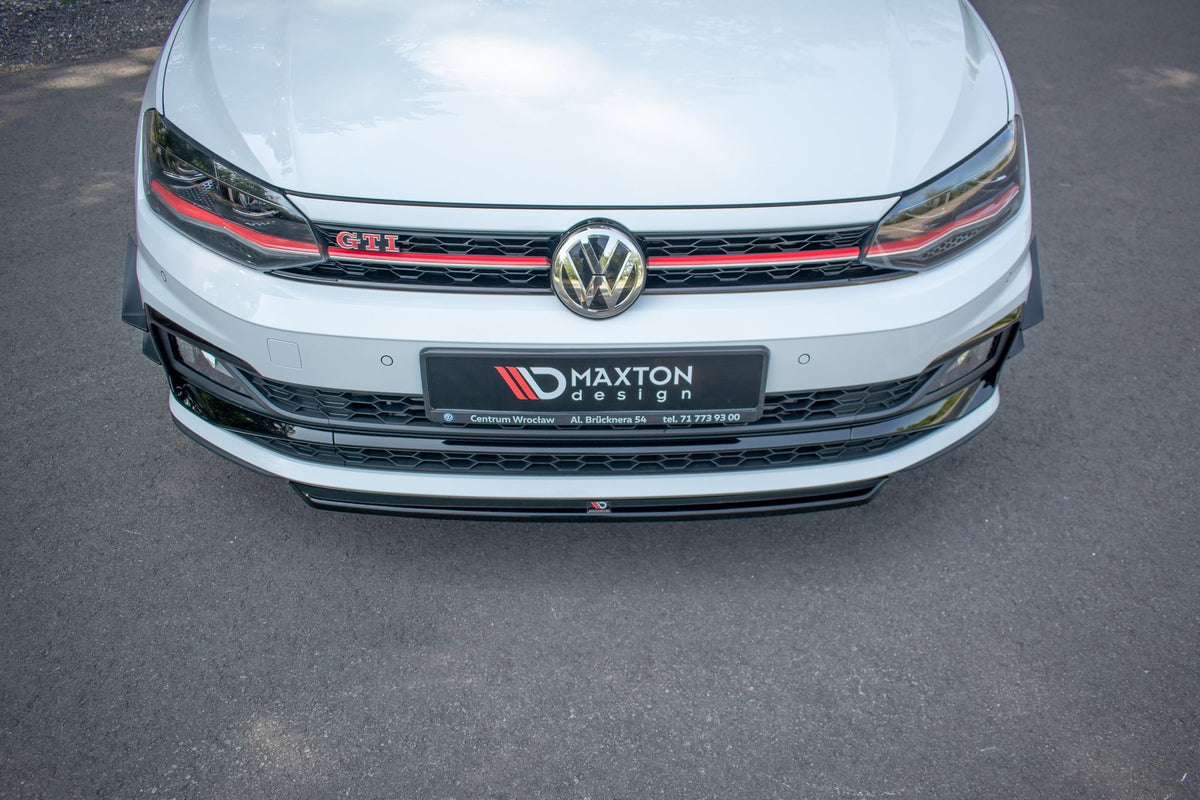 Street+ Spoilerlippe Front Ansatz V.4 passend für VW Polo GTI / R-line Mk6 schwarz Hochglanz – Ansicht 1