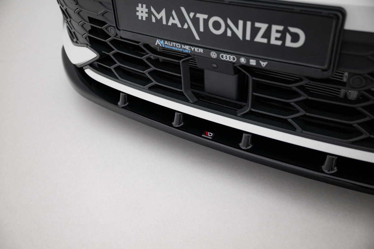 Street+ Spoilerlippe Front Ansatz V.1 passend für VW Golf GTI / GTE / R-Line Mk8 Facelift schwarz Hochglanz – Ansicht 1