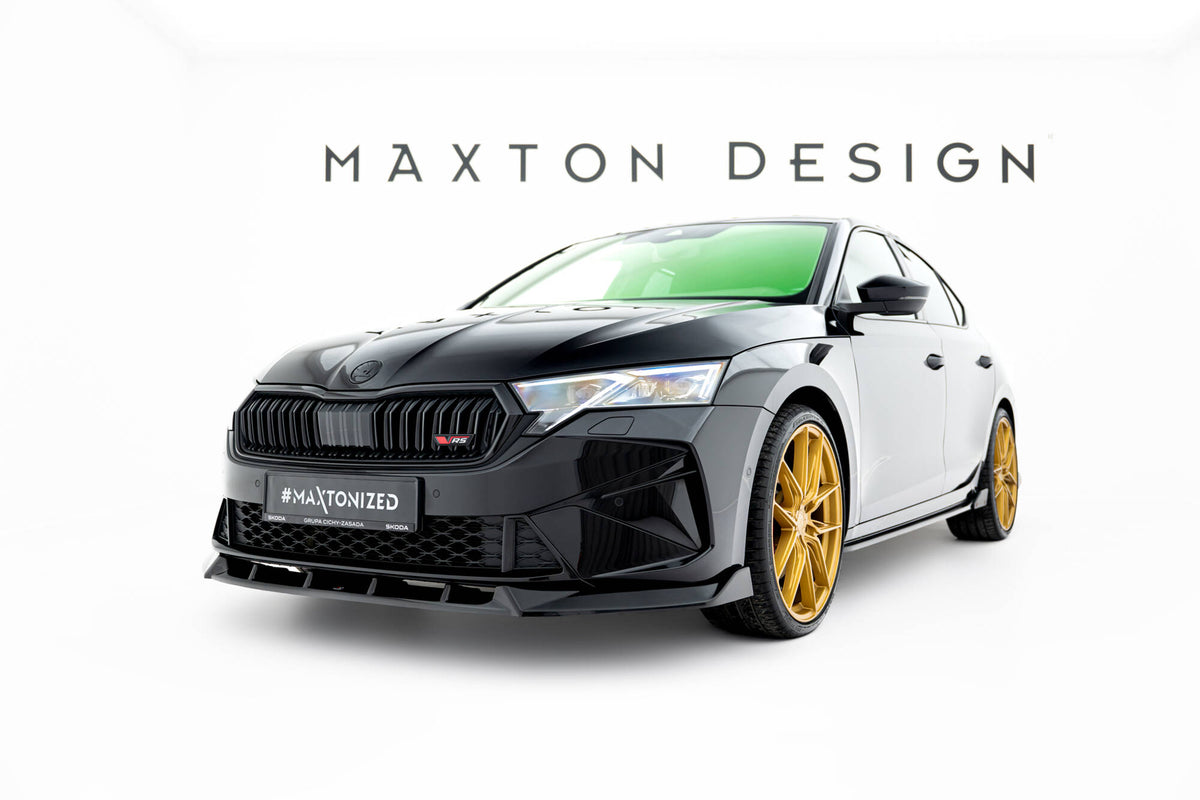 Street+ Spoilerlippe Front Ansatz V.2 passend für Skoda Octavia RS Liftback / Combi Mk4 Facelift schwarz Hochglanz – Ansicht 3